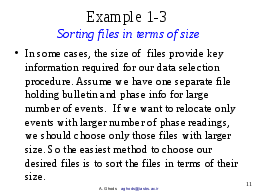 Example 1-3: Sorting files in terms of size