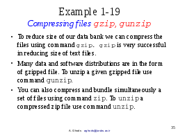 Example 1-19: Compressing files gzip, gunzip