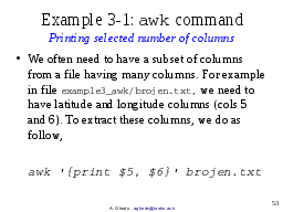 Example 3-1: awk command: Printing selected number of columns