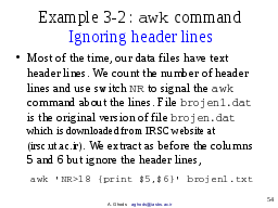Example 3-2: awk command, ignoring header lines