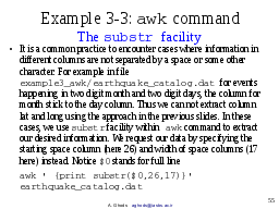 Example 3-3: awk command, the substr facility