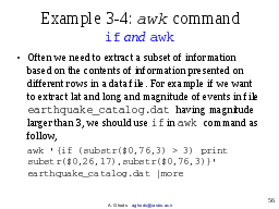 Example 3-4: awk commanf, if and awk