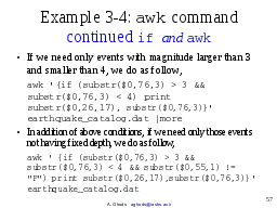 Example 3-4: awk command, continued if and awk
